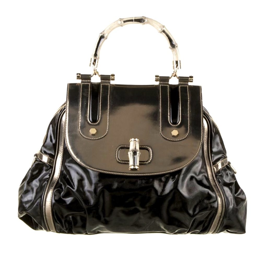 AUTHENTIC Gucci Dialux Pop Bamboo TopHandleSatchel